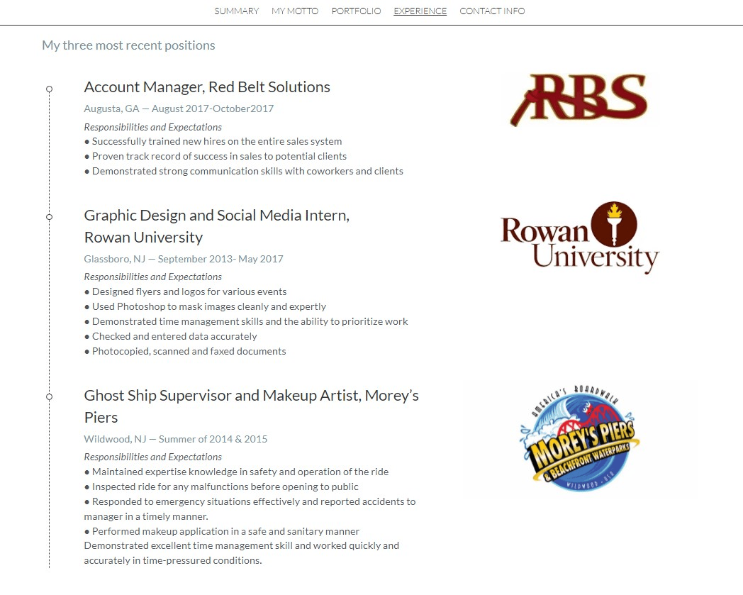 展示自己的工作與教育經歷 展示自己的工作與教育經歷